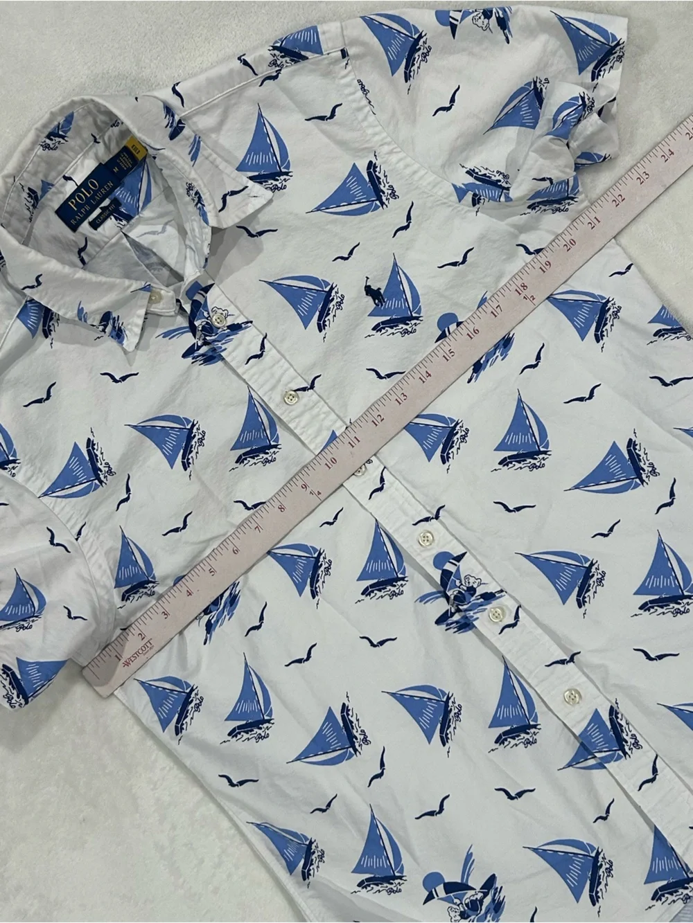 Polo Ralph Lauren Classic Fit Polo Bear button down Oxford Shirt sailboat print